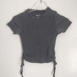 On Fire Women's Charcoal Ruched Crop Top